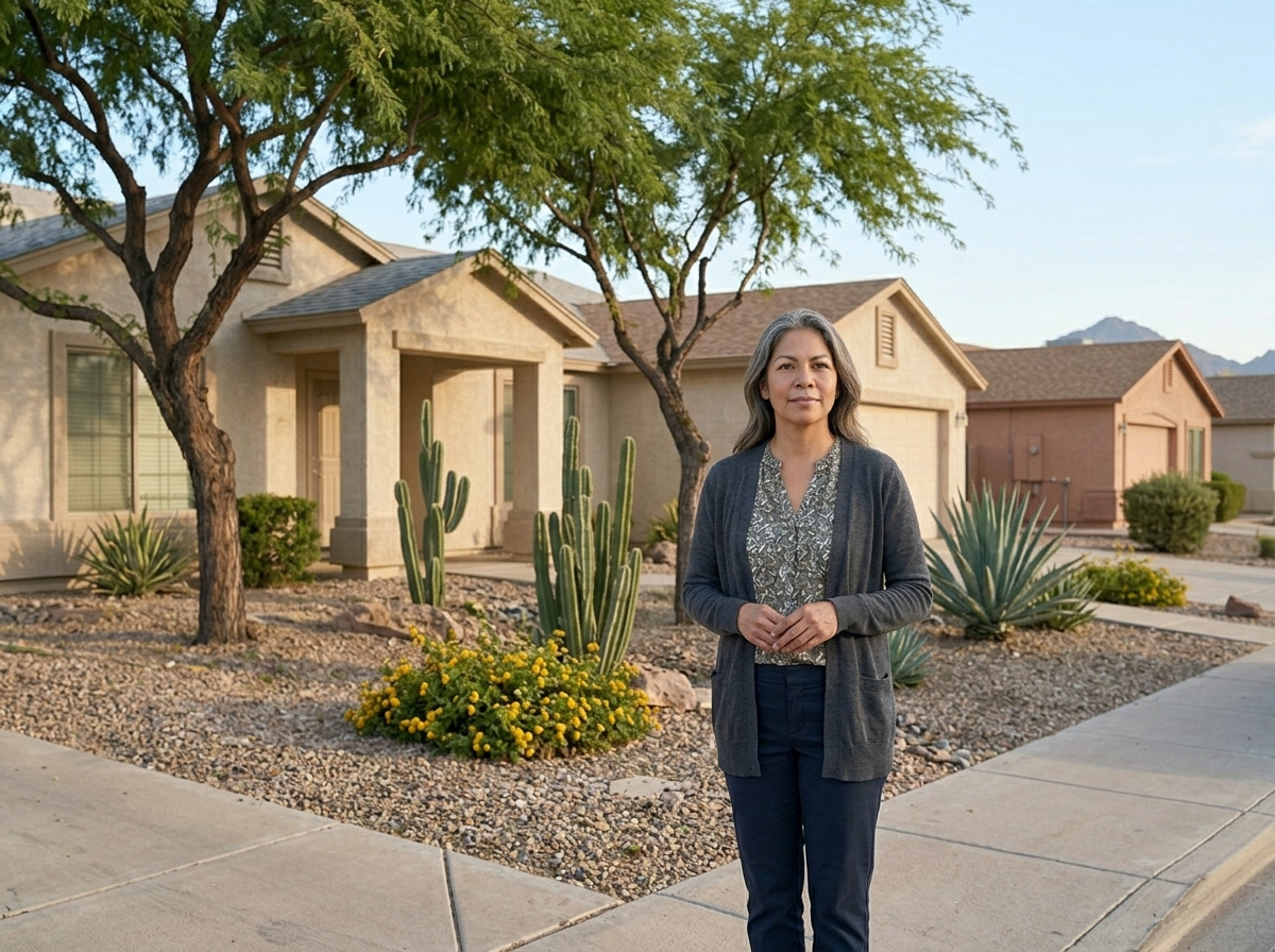 Phoenix homeowner standing outside a neighborhood home